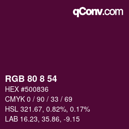 カラーコード: RGB 80 8 54 | qconv.com