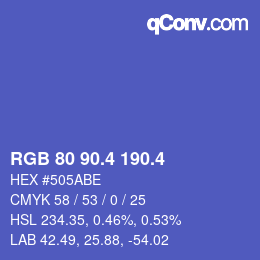 カラーコード: RGB 80 90.4 190.4 | qconv.com