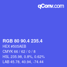 カラーコード: RGB 80 90.4 235.4 | qconv.com