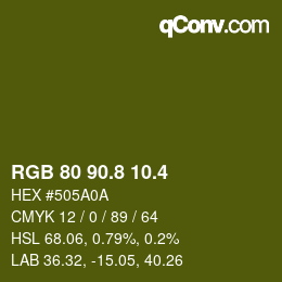 カラーコード: RGB 80 90.8 10.4 | qconv.com