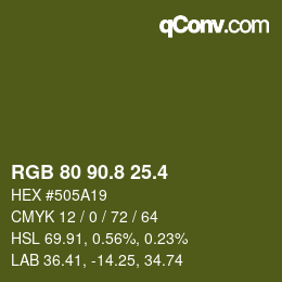 カラーコード: RGB 80 90.8 25.4 | qconv.com