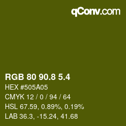 カラーコード: RGB 80 90.8 5.4 | qconv.com