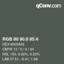 カラーコード: RGB 80 90.8 85.4 | qconv.com