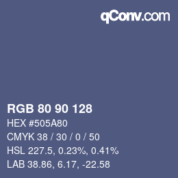 Color code: RGB 80 90 128 | qconv.com