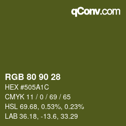 Color code: RGB 80 90 28 | qconv.com
