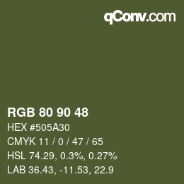 颜色代码: RGB 80 90 48 | qconv.com