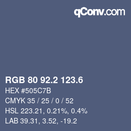 カラーコード: RGB 80 92.2 123.6 | qconv.com