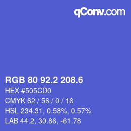 カラーコード: RGB 80 92.2 208.6 | qconv.com