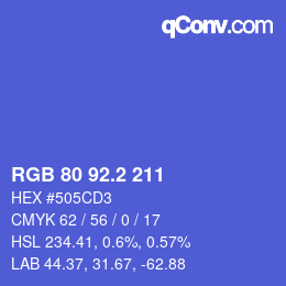 カラーコード: RGB 80 92.2 211 | qconv.com