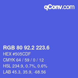カラーコード: RGB 80 92.2 223.6 | qconv.com