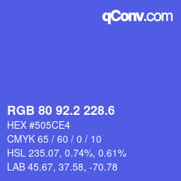 カラーコード: RGB 80 92.2 228.6 | qconv.com
