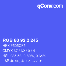 カラーコード: RGB 80 92.2 245 | qconv.com