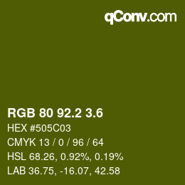 カラーコード: RGB 80 92.2 3.6 | qconv.com