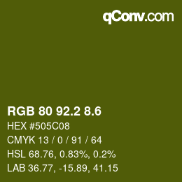 カラーコード: RGB 80 92.2 8.6 | qconv.com