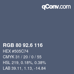 カラーコード: RGB 80 92.6 116 | qconv.com