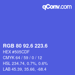 カラーコード: RGB 80 92.6 223.6 | qconv.com