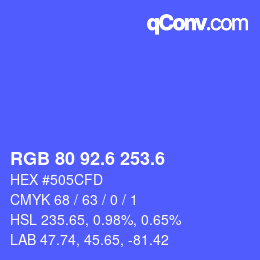 カラーコード: RGB 80 92.6 253.6 | qconv.com