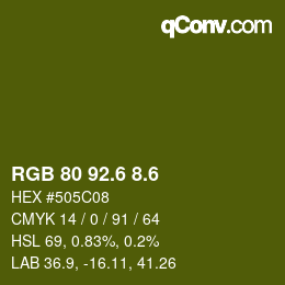 カラーコード: RGB 80 92.6 8.6 | qconv.com