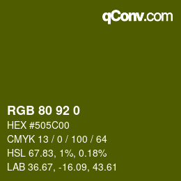 颜色代码: RGB 80 92 0 | qconv.com