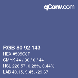 Color code: RGB 80 92 143 | qconv.com