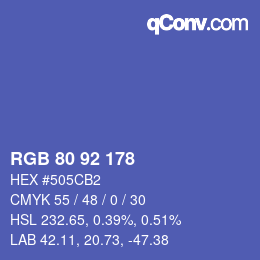 カラーコード: RGB 80 92 178 | qconv.com