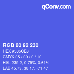 カラーコード: RGB 80 92 230 | qconv.com