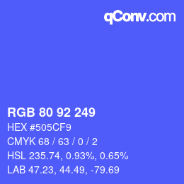 Color code: RGB 80 92 249 | qconv.com