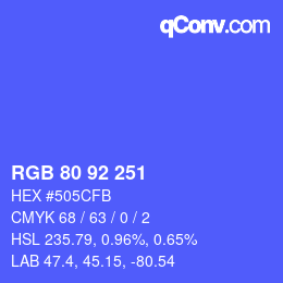 カラーコード: RGB 80 92 251 | qconv.com