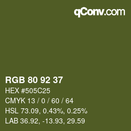 颜色代码: RGB 80 92 37 | qconv.com