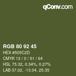 Color code: RGB 80 92 45 | qconv.com