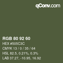 Color code: RGB 80 92 60 | qconv.com