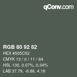 颜色代码: RGB 80 92 82 | qconv.com