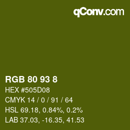 Color code: RGB 80 93 8 | qconv.com