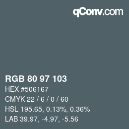 Color code: RGB 80 97 103 | qconv.com