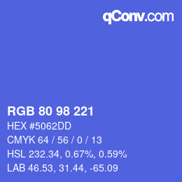 カラーコード: RGB 80 98 221 | qconv.com