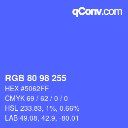 カラーコード: RGB 80 98 255 | qconv.com