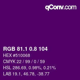 カラーコード: RGB 81.1 0.8 104 | qconv.com