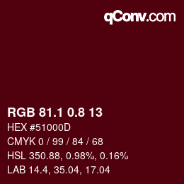 カラーコード: RGB 81.1 0.8 13 | qconv.com