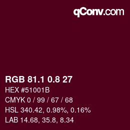 カラーコード: RGB 81.1 0.8 27 | qconv.com