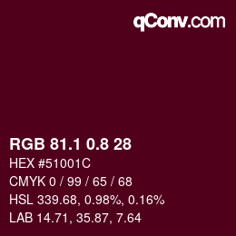 カラーコード: RGB 81.1 0.8 28 | qconv.com