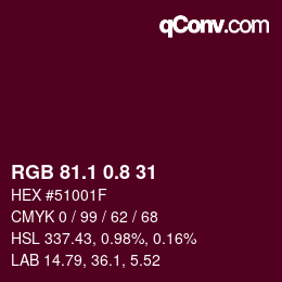 カラーコード: RGB 81.1 0.8 31 | qconv.com