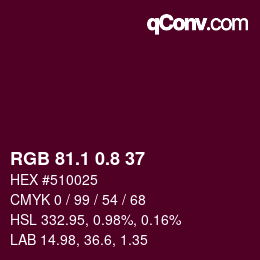 カラーコード: RGB 81.1 0.8 37 | qconv.com