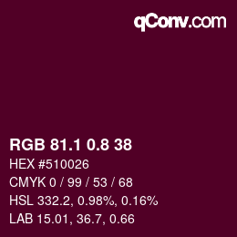カラーコード: RGB 81.1 0.8 38 | qconv.com