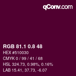 カラーコード: RGB 81.1 0.8 48 | qconv.com