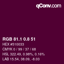 カラーコード: RGB 81.1 0.8 51 | qconv.com