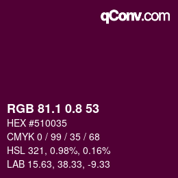 カラーコード: RGB 81.1 0.8 53 | qconv.com
