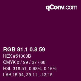 カラーコード: RGB 81.1 0.8 59 | qconv.com
