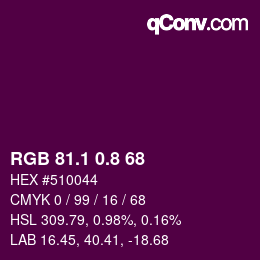カラーコード: RGB 81.1 0.8 68 | qconv.com