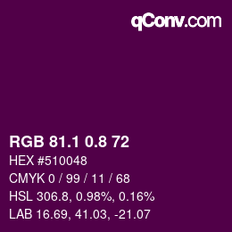 カラーコード: RGB 81.1 0.8 72 | qconv.com