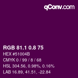 カラーコード: RGB 81.1 0.8 75 | qconv.com